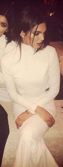Kendall Jenner. turtleneck cut out maxi dress