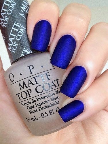 OPI Royal blue matte manicure OPI Blue My Mind by...