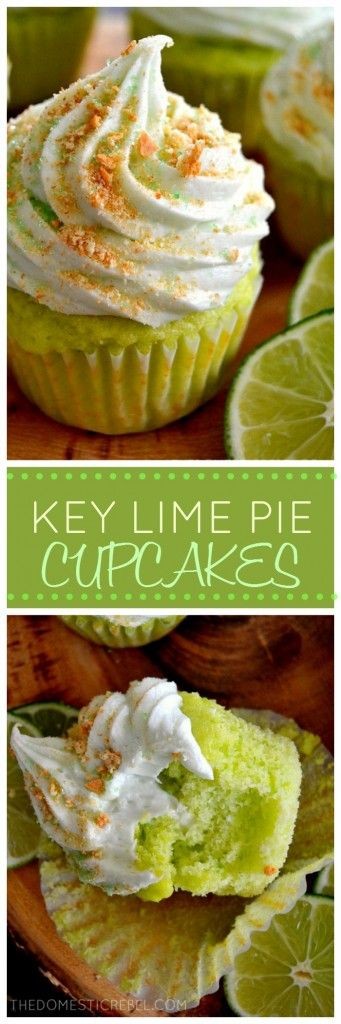 These sweet and tart Key Lime Pie Cupcakes are pac...