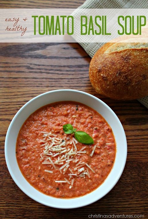 Easy & healthy tomato basil soup recipe.  It u...