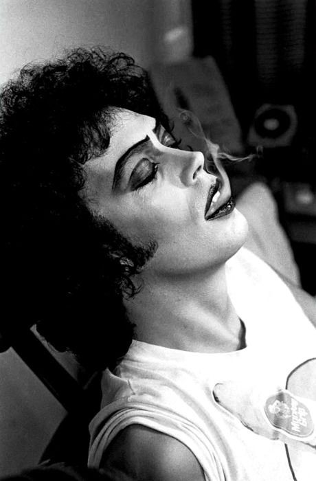 Tim Curry on the set of the rocky horror picture s...