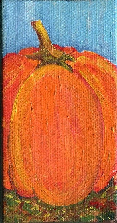 Pumpkin Original  mini painting on Canvas with by...