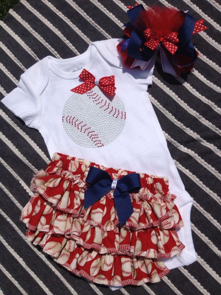 Baby girl baseball onesie/matching ruffled by darl...