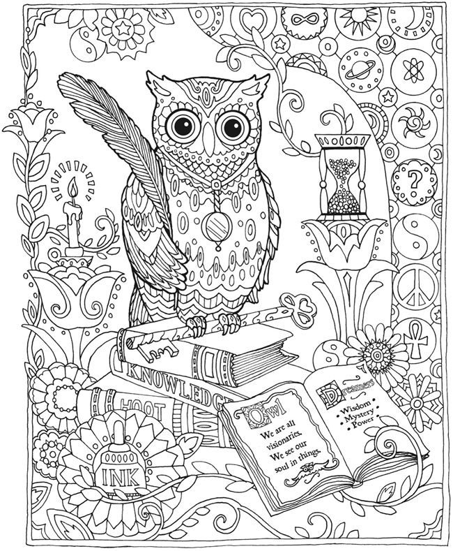 Owl Abstract Doodle Zentangle Coloring pages colou...