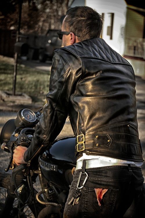 The motorbike and leather jacket combo. The perfec...