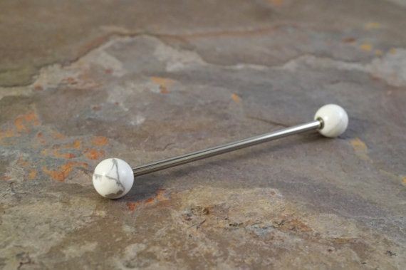 White Turquoise Industrial Barbell Piercing Upper...