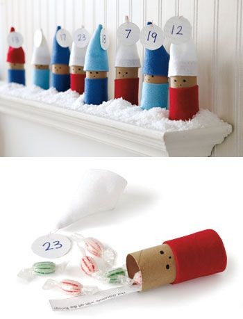 Advent Calendar Elves made from Toilet Paper Tubes...