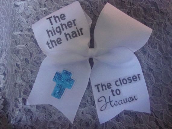 Cheer Bow White 3in w/ The higher the hair by Momm...
