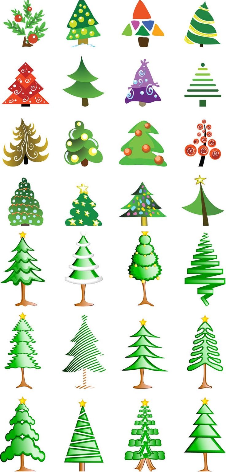 2 Sets of 28 vector Christmas tree logotypes in ca...