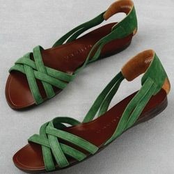 I love the green suede on these sandals by Chie Mi...