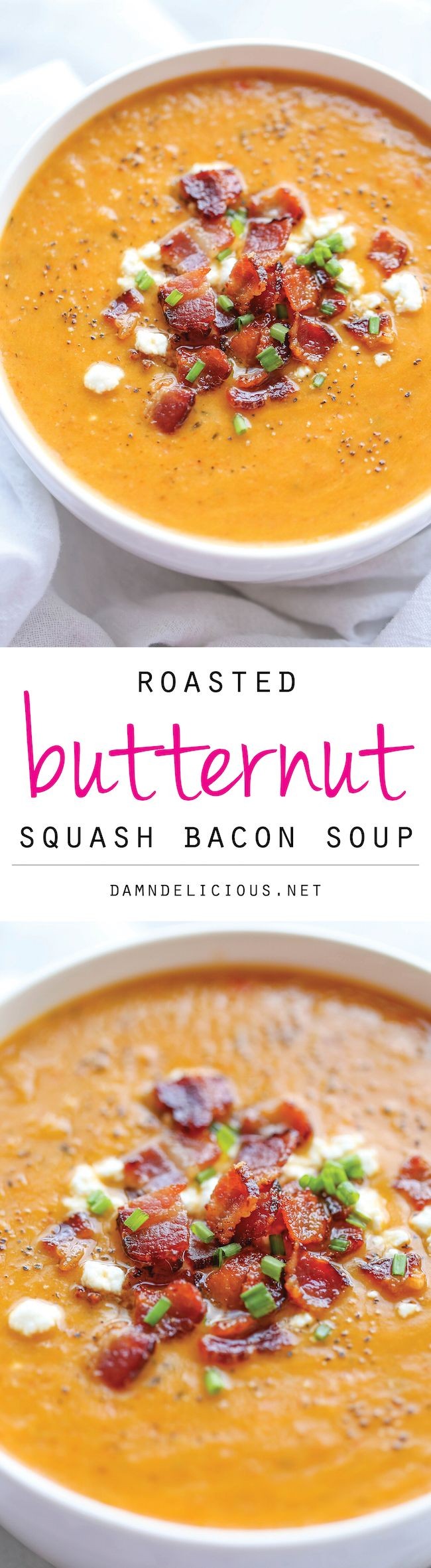 Roasted Butternut Squash and Bacon Soup - By far t...