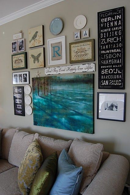 Like the idea of a gallery wall with quotes, paint...