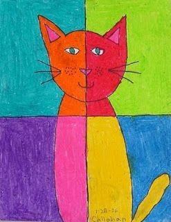 Art Projects for Kids: Abstract Oil Pastel Cat
