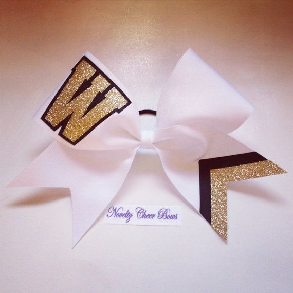Monogram letter with Glitter White Cheer Bow (pick...