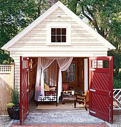 Use a GARAGE or large shed for a hang-out retreat....