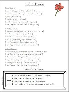 "I Am" Poem outline (template available on the blo...