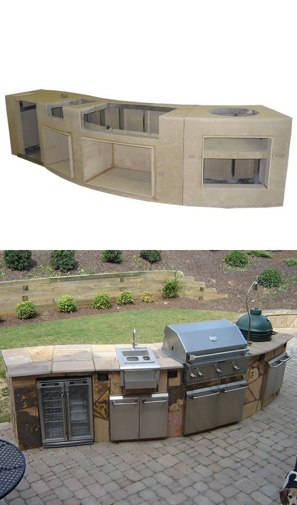 Curved Custom Outdoor Kitchen C-01. Constructed wi...