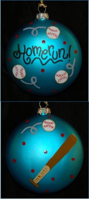 Hand Painted Baseball Glass Christmas Ornament