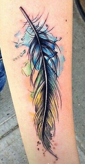 Feather watercolor tattoo, I'm absolutely in love...