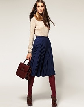 SKIRT ASOS Midi Skirt with Pleats in blue, black,...