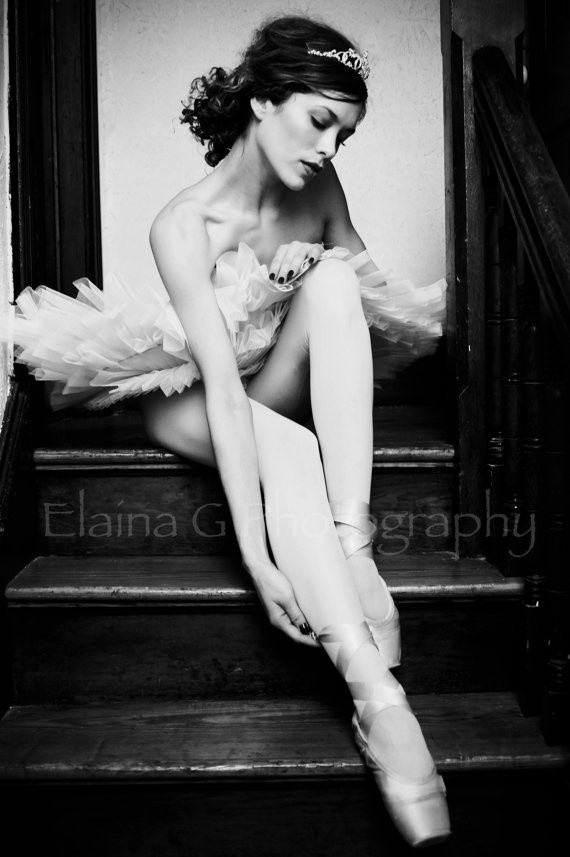 Ballerina- like that she's on stairs
