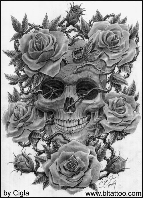 Skull+with+roses+by+cigla.deviantart.com+on+@devia...