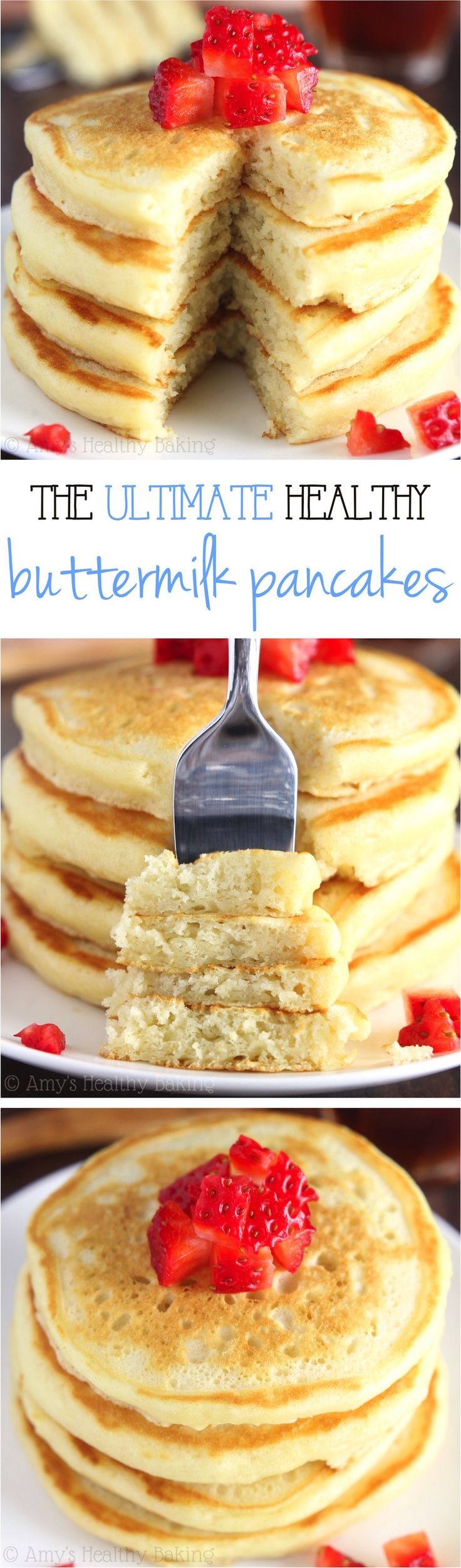 The Ultimate Healthy Buttermilk Pancakes -- so lig...