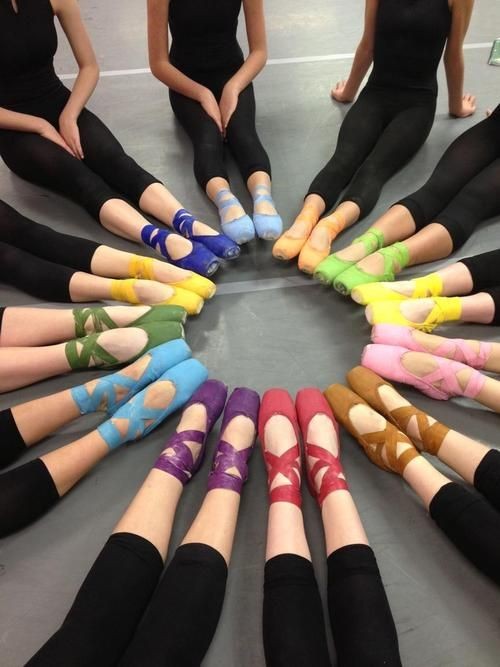 rainbow of ballet shoes. Margot Fonteyn use to giv...