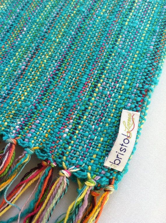 Teal Scarf Hand Woven by bristolloomsri on Etsy, $...