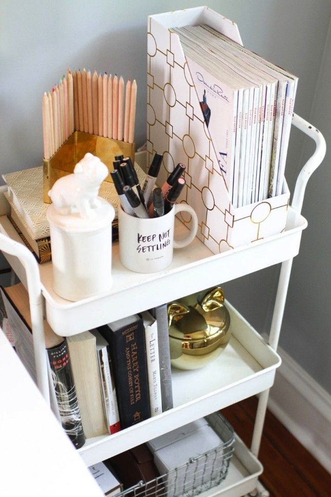 Use a bar cart as a night stand.