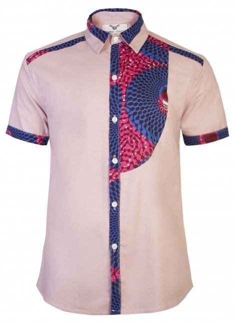 Men's African print shirt-Slim fit Fitted short sl...