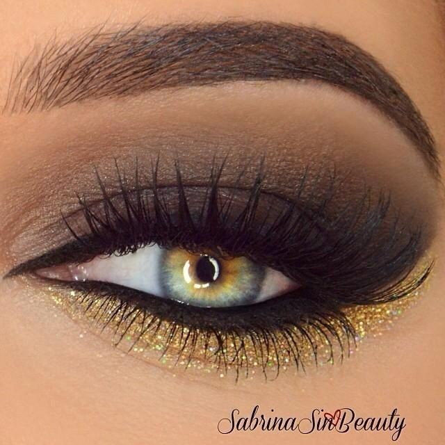 Smoke and gold glitter eyeshadow