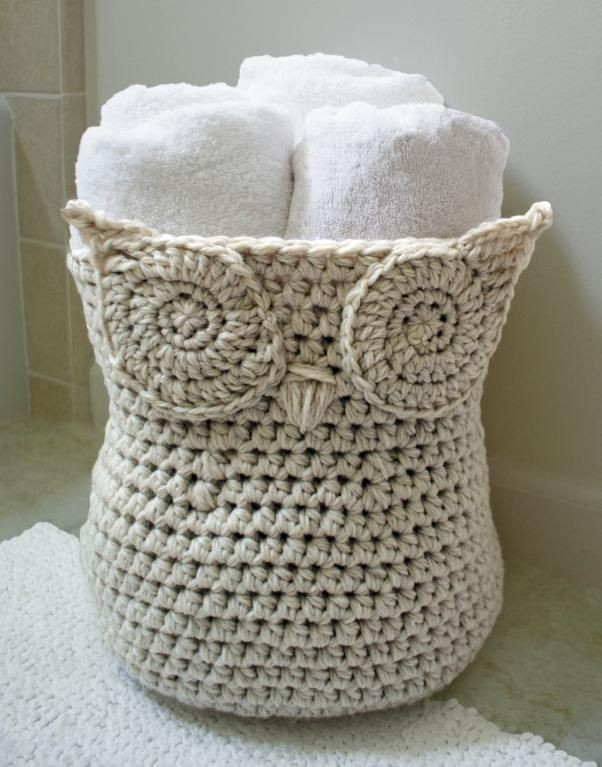 crochet owl basket.  This would be super cute in s...