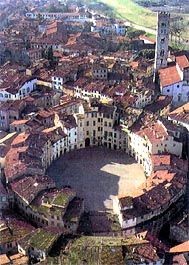 Lucca, Italy, view of the Amfiteatro. In medieval...