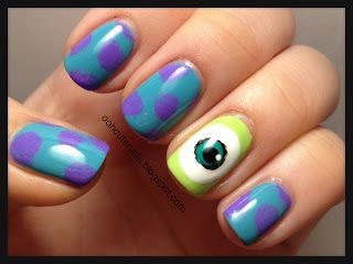 Monster University inspiration nails from Ooh, Cut...