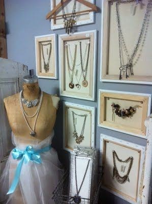 Display necklaces in frames (no glass) - show off...