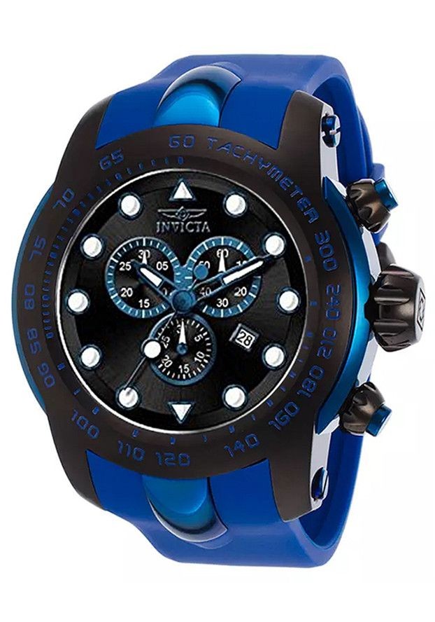 Invicta Pro Diver Chronograph Black Dial Blue Sili...