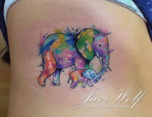 Pics For > Watercolor Elephant Tattoo