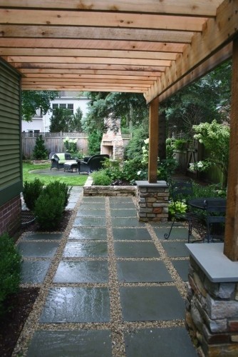 This paver patio left room for boxwood planting al...
