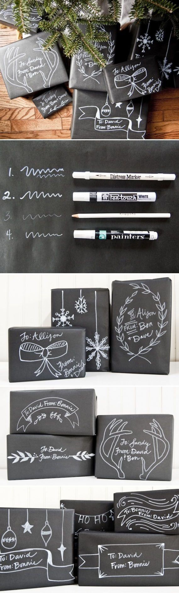 DIY Christmas Chalkboard Gift Packaging with an 'i...