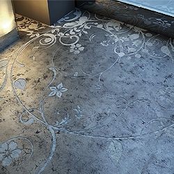 Stenciled concrete floor - I love this.  I want to...