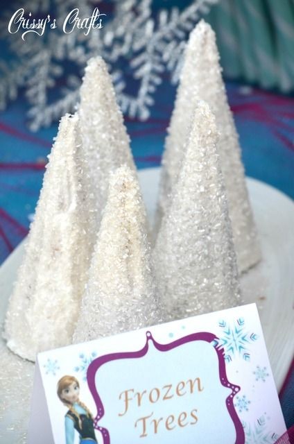 Use Ice cream cones, frosting and snow sprinkles F...