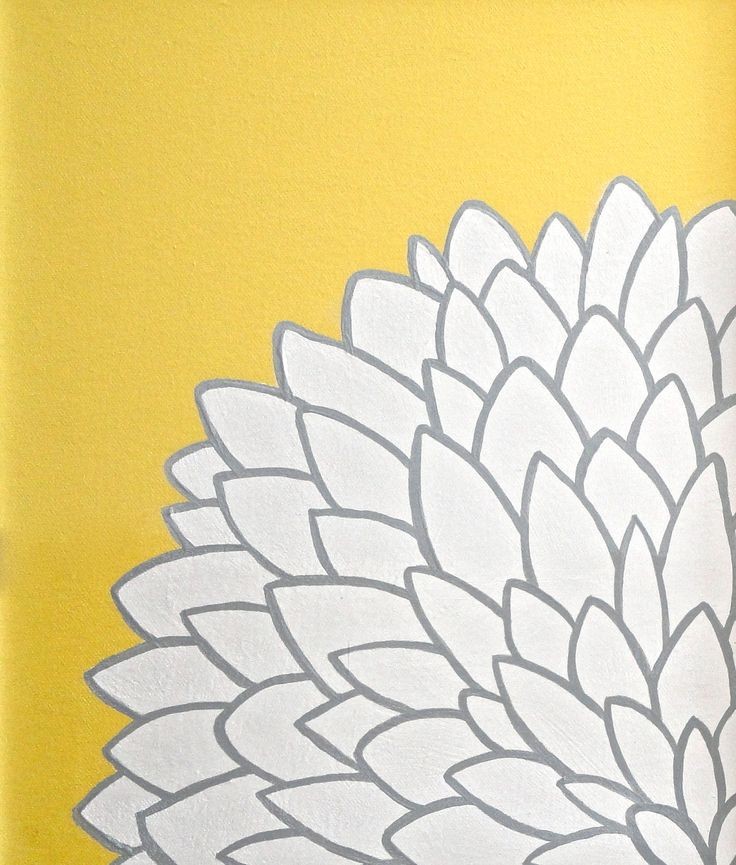 Yellow White Grey Flower Painting  - Original Art...