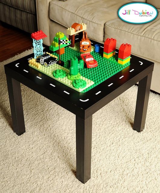 Make your own Lego/Car table from a black Ikea tab...