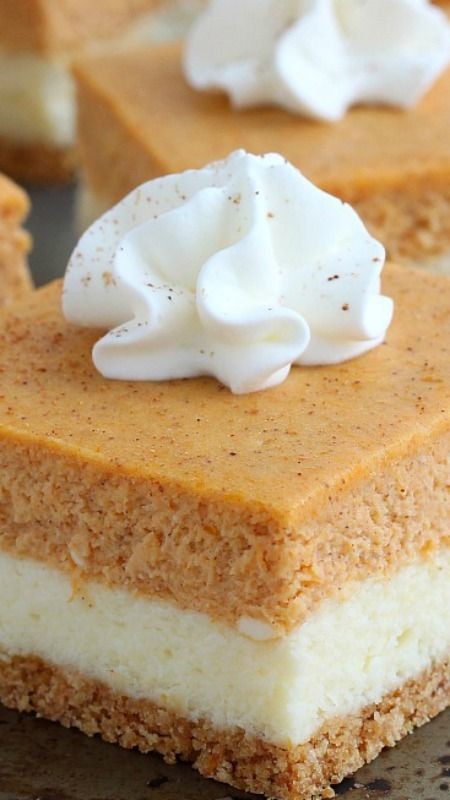 Pumpkin Cheesecake Bars ~ So easy to make and with...