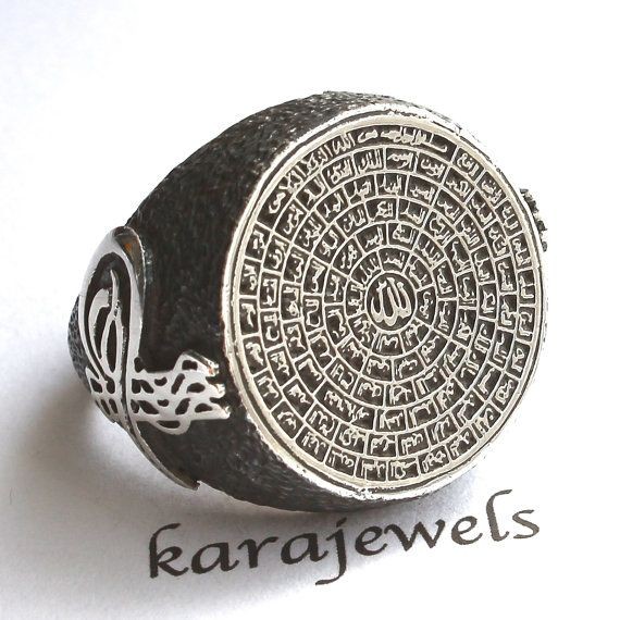 925 Sterling Silver Islamic Ring for Men with by K...