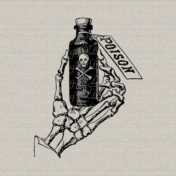 Gothic Grunge Halloween Skeleton Hand Bones Poison...