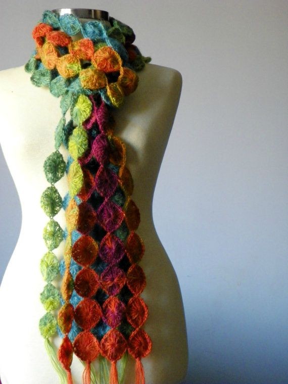 Crochet scarf soft mohair yarn handmade chunky doo...