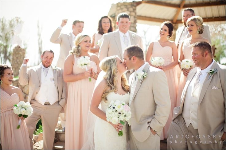 blush and tan wedding party colors