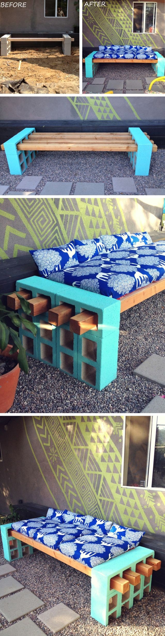 DIY concrete block bench seating | furniture desig...